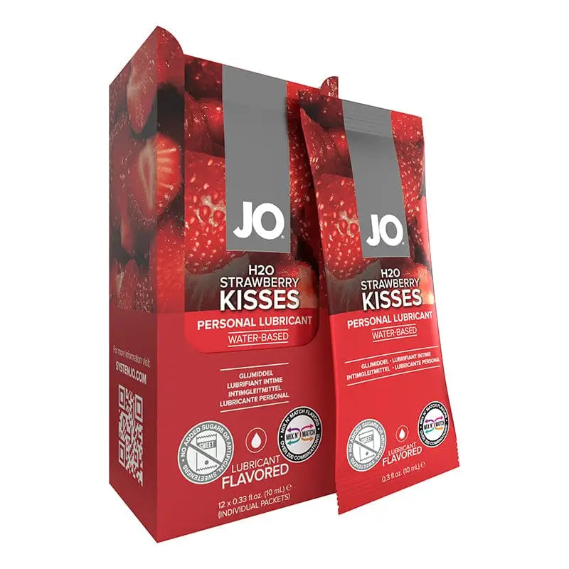 JO Lubricants and Toy Cleaners JO H2O Strawberry 12-Foil Pack 10 ml at the Haus of Shag