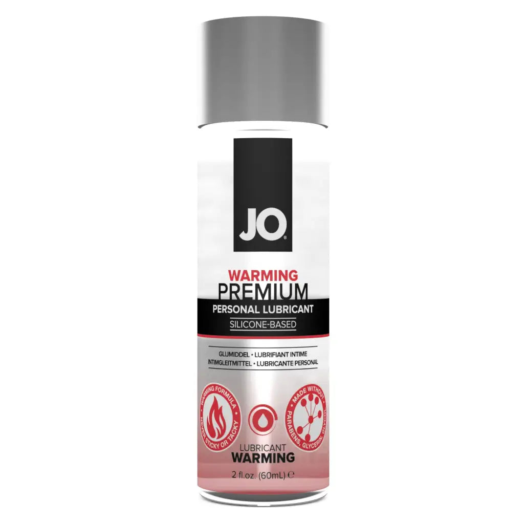 Bottle of JO Premium Warming Lubricant (Silicone-Based) 2 oz / 60 ml for enhanced pleasure