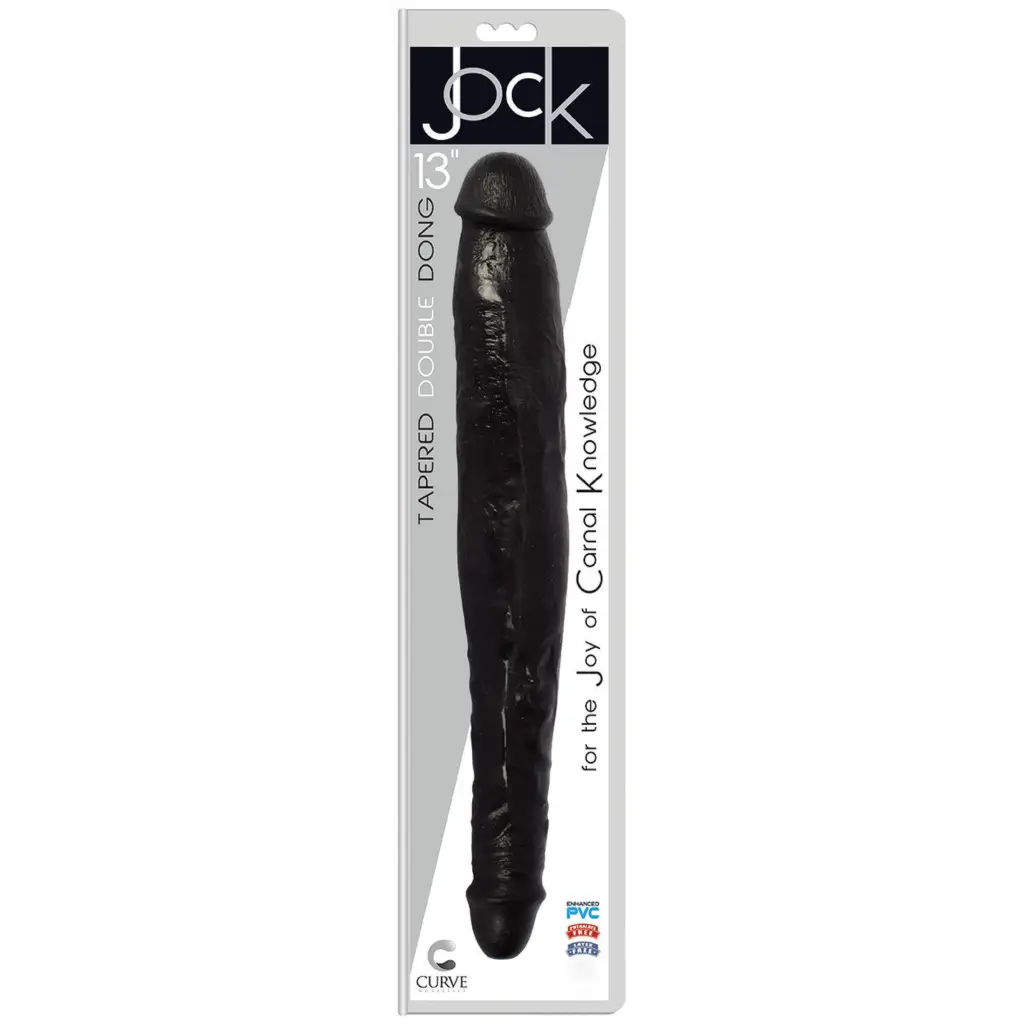 Jock 13 Inch Tapered Double Dong Black - Double Ended Dildo