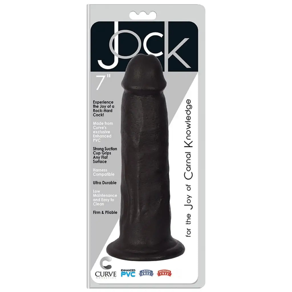 Black silicone 7 inch dong in retail packaging, phthalate free Curve Toys product