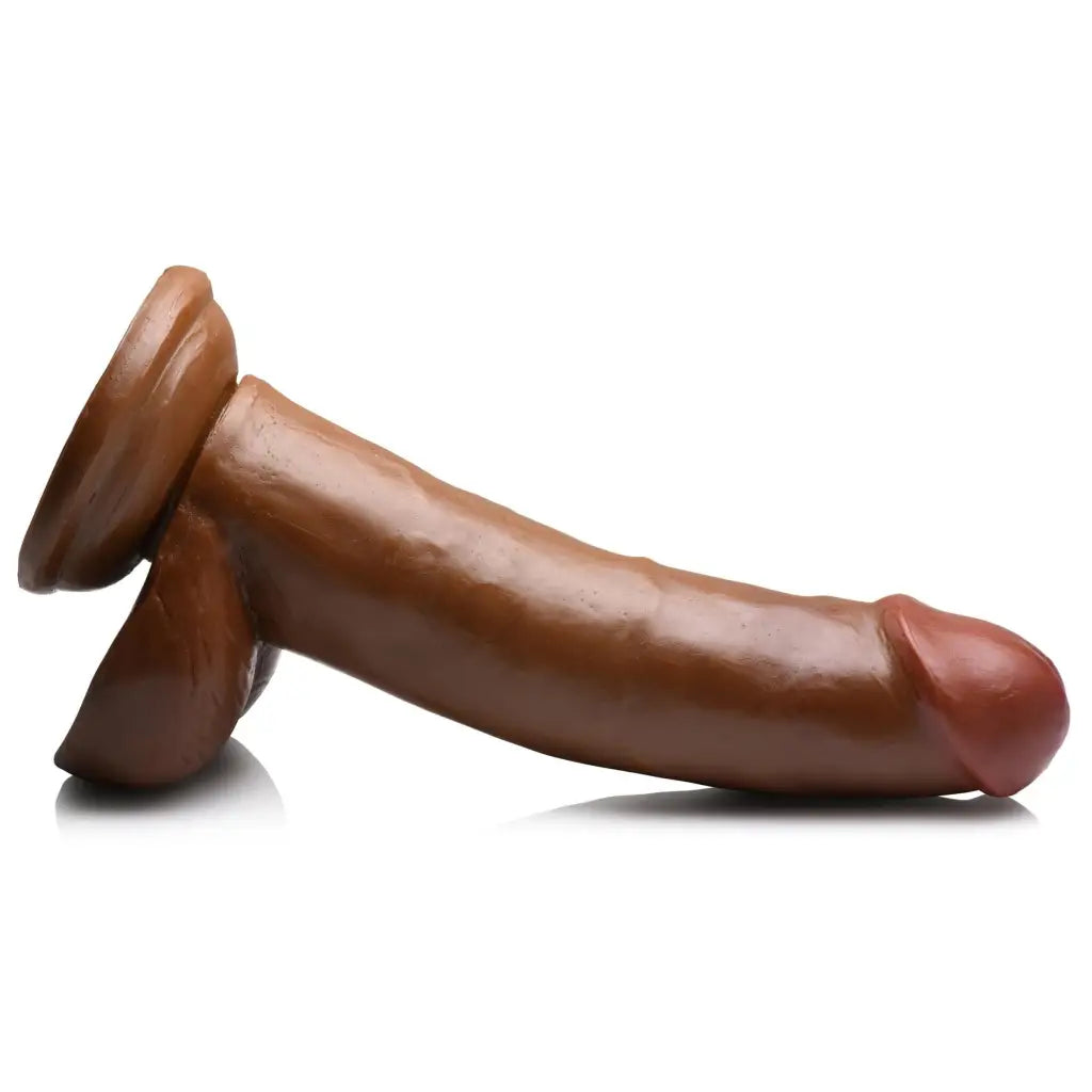 Curve Novelties Dildos Brown Jock 8 Inch Dong With Balls at the Haus of Shag