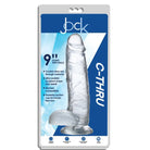 Phthalate-free Jock C-Thru Dildo with Balls featuring a clear, detailed, suction cup base