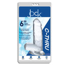 Transparent Jock C-Thru Dildo with Balls, phthalate free with suction cup base in retail packaging