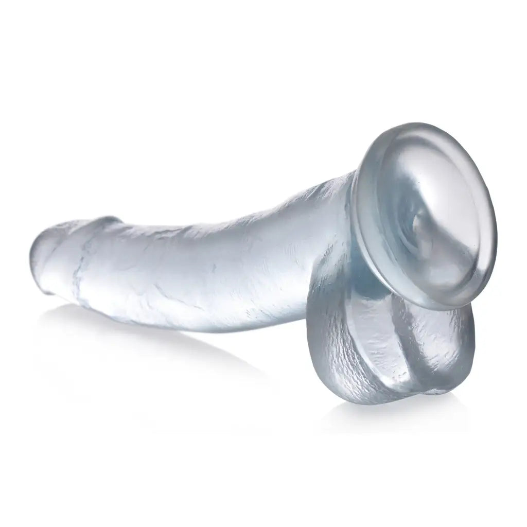 Transparent, phthalate-free condom with rolled rim for Jock C-Thru Dildo with Balls