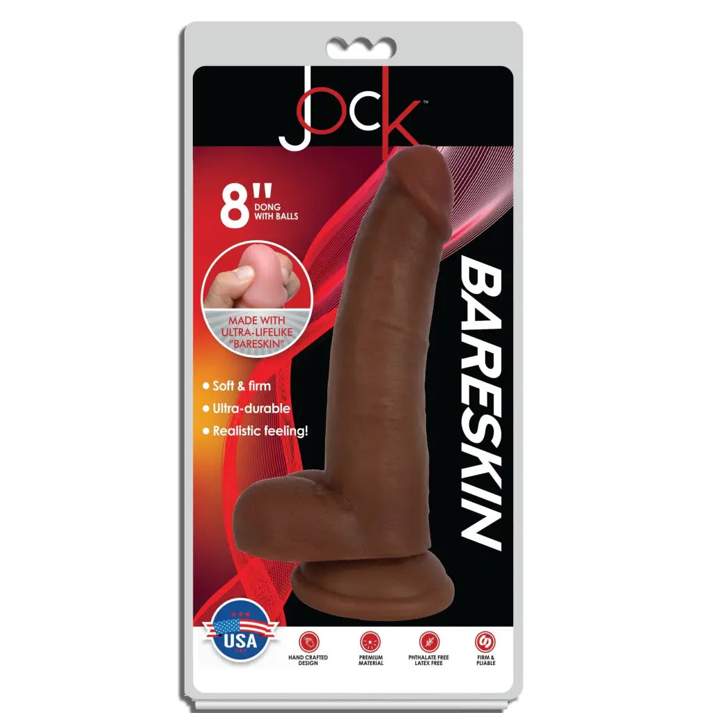 Jock Dark Bareskin Dildo With Balls - Brown, realistic, phallic adult product