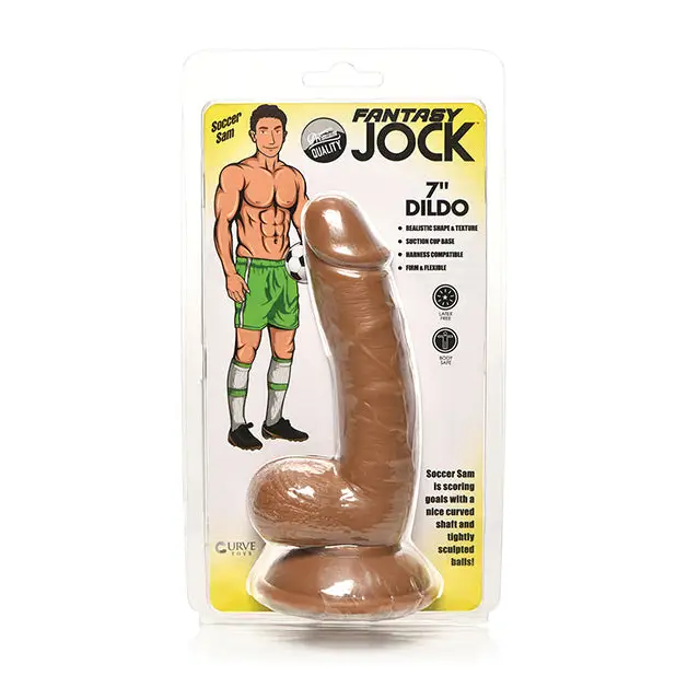 The Original Toy Company Jock Soccer Sam 7 in. Dildo with Balls Dark for ultimate pleasure