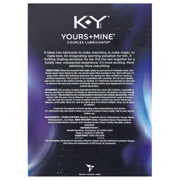 K-Y Yours & Mine Couples Lubricant Set - Water Based Lubricant