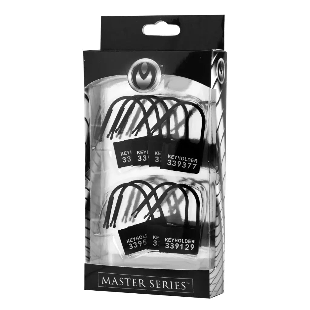 Master Series Lock Keyholder 10 Pack Numbered Plastic Chastity Locks at the Haus of Shag