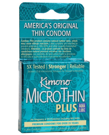 Kimono Condoms 3 / Regular Kimono MicroThin Plus Aqua Lube Condom at the Haus of Shag
