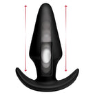 Kinetic Thumping 7x Anal Plug - Black silicone anal plug with vibrating core and flared base