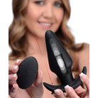 Kinetic Thumping 7x Anal Plug – black silicone toy with attachments and remote control