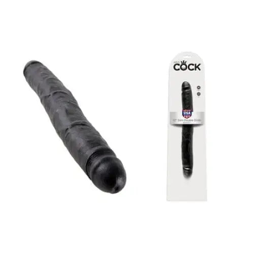 Black King Cock Slim Double Ended Dildo - Adult Novelty Phallic Product 12 Inches