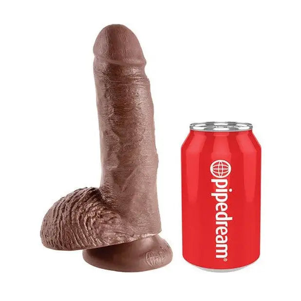 King Cock 7’ anatomically-shaped brown cock with balls - adult novelty product