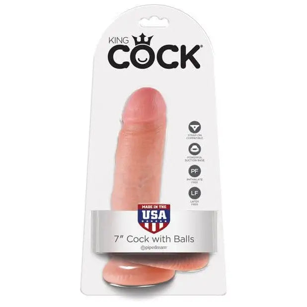 King Cock 7’ cock w balls: flesh-colored silicone adult toy in retail packaging