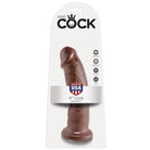 King Cock 9’ Dildo: Brown anatomically-shaped adult novelty product in retail packaging