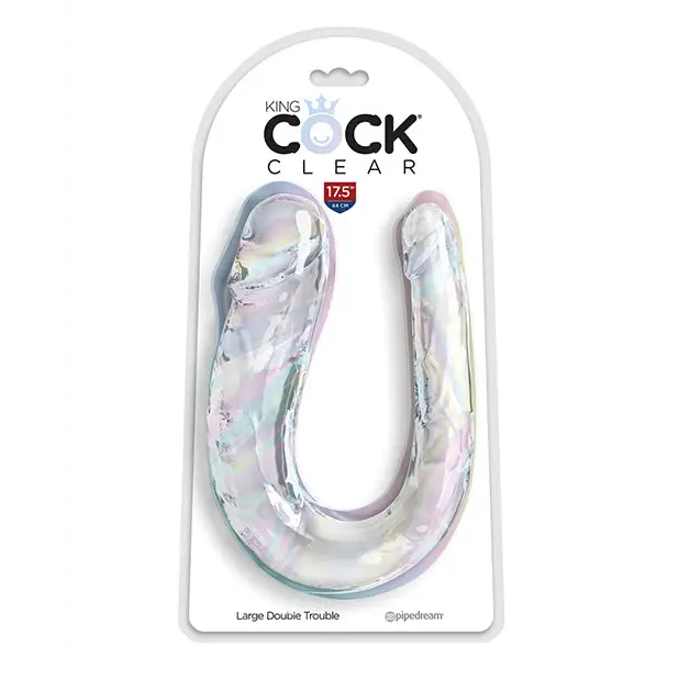 King Cock Clear Large Double Trouble Dildo - Clear - Dongs & Dildos