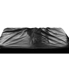 King size waterproof fitted sex sheet with wrinkled black plastic garbage bag or trash liner