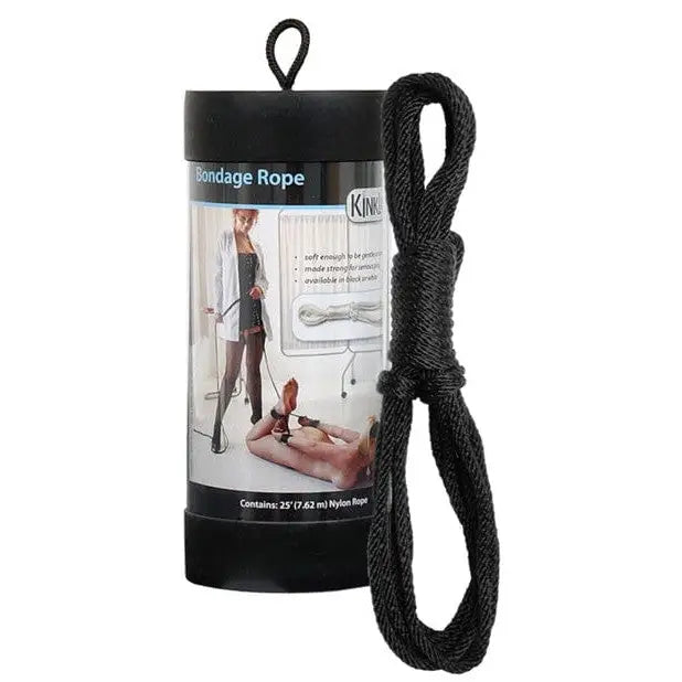 Kinklab 25’ bondage rope black in retail packaging, perfect for all your tying needs