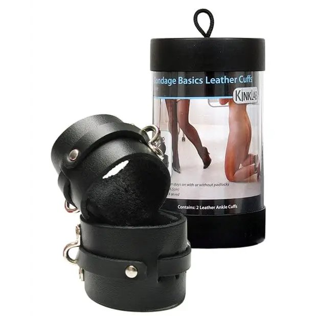 Kinklab Bondage Blindfolds & Restraints Kinklab Leather Ankle Cuffs - Black at the Haus of Shag