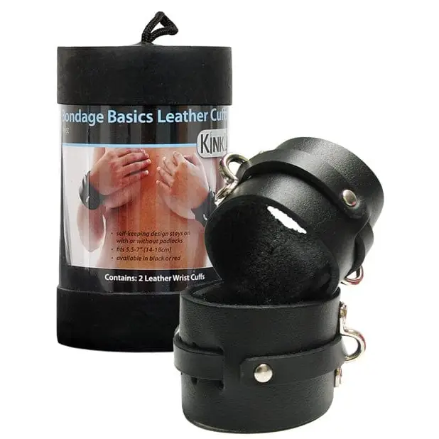 Kinklab Bondage Blindfolds & Restraints Kinklab Leather Wrist Cuffs - Black at the Haus of Shag