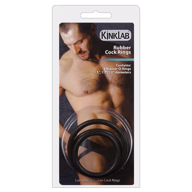 Kinklab Penis Enhancement Kinklab Rubber Cock Ring - Pack Of 3 at the Haus of Shag