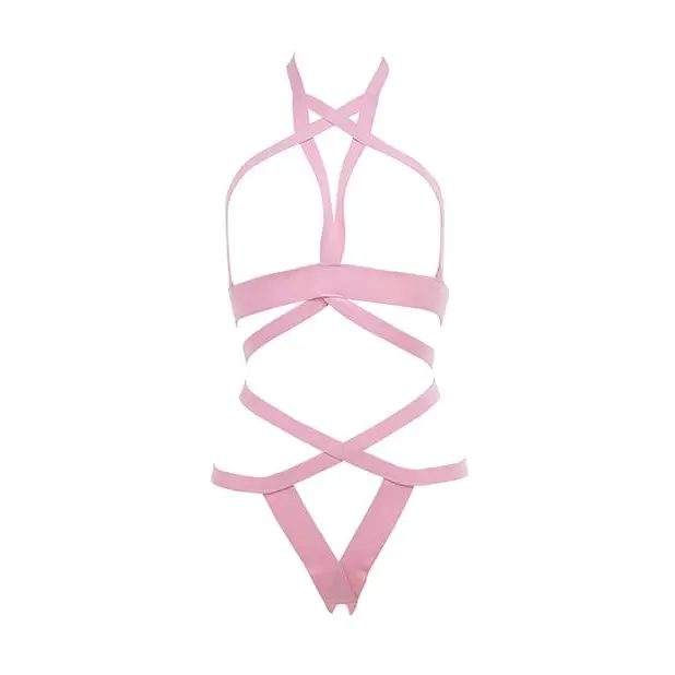 Allure Lingerie Lp Lingerie - Packaged Kitten It's Complicated Open Elastic Strappy Bra & Open Back Panty O/s at the Haus of Shag