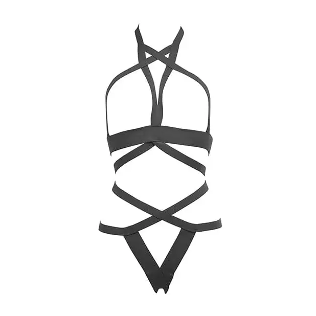 Allure Lingerie Lingerie - Packaged Kitten It's Complicated Open Elastic Strappy Bra & Open Back Panty O/s at the Haus of Shag