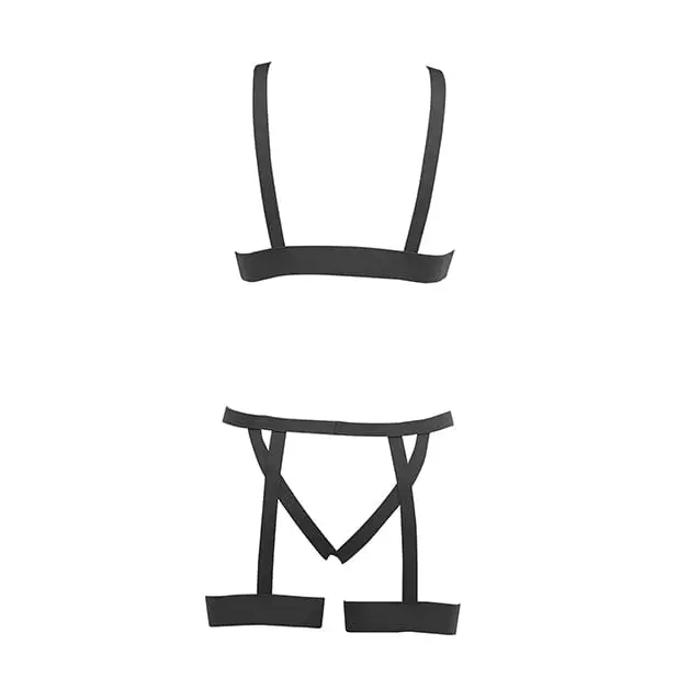 Allure Lingerie Lingerie - Packaged Kitten Teaser Strappy Open Cup Bra & Open Panty W/leg Straps O/s at the Haus of Shag