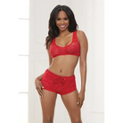 Knit Bralette & Cheeky Shorts Flame Scarlet - Extra Large - Two Piece Outfit