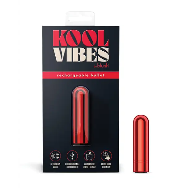 Kool Vibes Rechargeable Mini Bullet Cherry - Cherry - Vibrators and Massagers