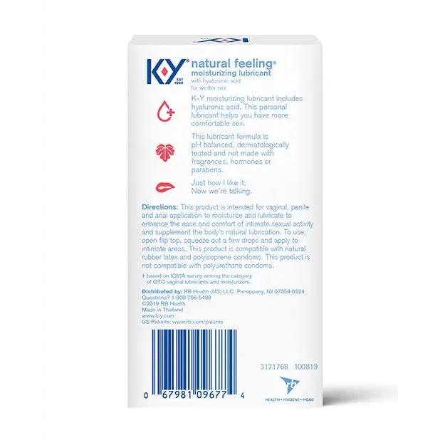 Ky Natural Feeling Lubricant W/ Hyaluronic Acid - Water Based Lubricant