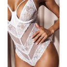 Lace Peek A Boo Teddy White - Teddy