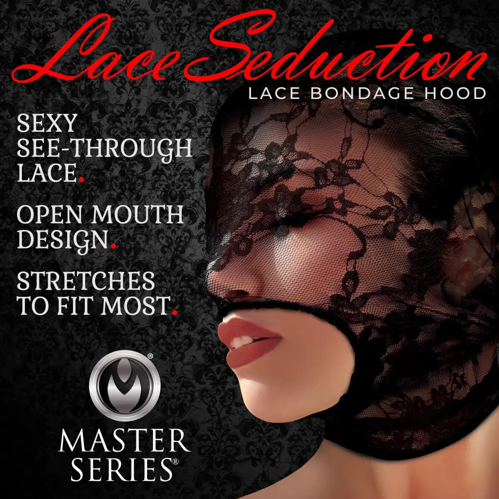 Master Series Hood Lace Seduction Bondage Hood at the Haus of Shag