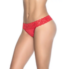 Lace Trim Thong Red - Thong