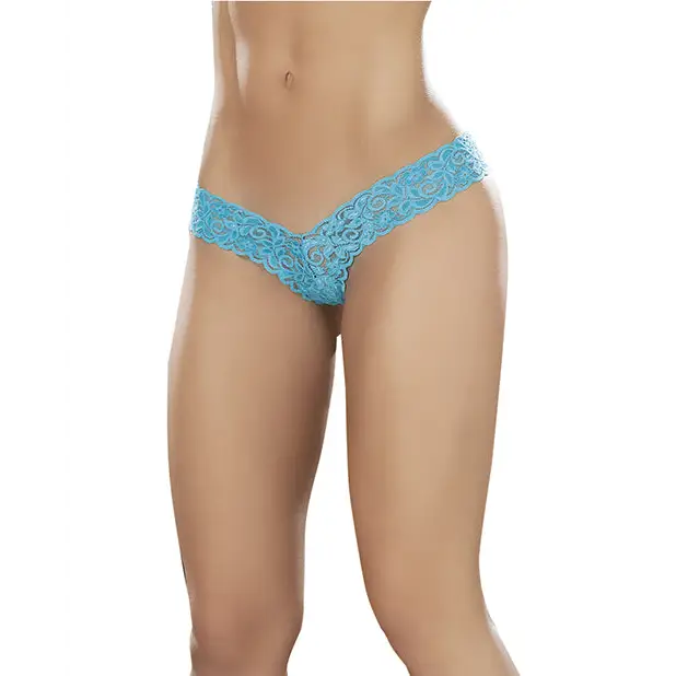 Lace V Front Boy Short Turquoise - Large - Briefs