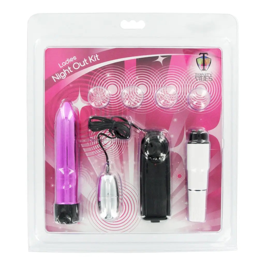 Trinity Vibes Vibrator Kit Purple Ladies Night Out Vibrator Kit at the Haus of Shag