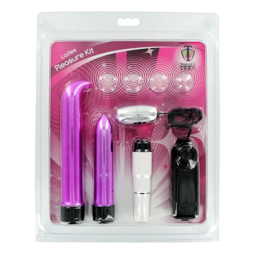 Ladies Pleasure Kit with pink adult toys and devices for ultimate ladies’ pleasure