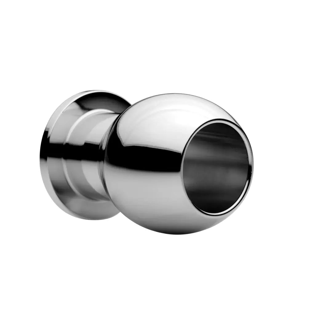 Chrome door knob with round knob from Large Abyss 1.9 Inch Hollow Anal Dilator set