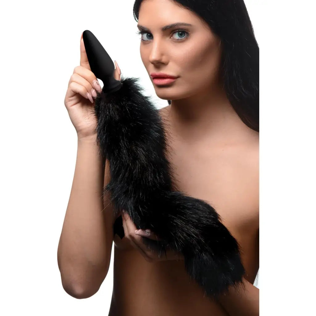 Tailz Tail Plug Black Large Anal Plug With Interchangeable Fox Tail at the Haus of Shag