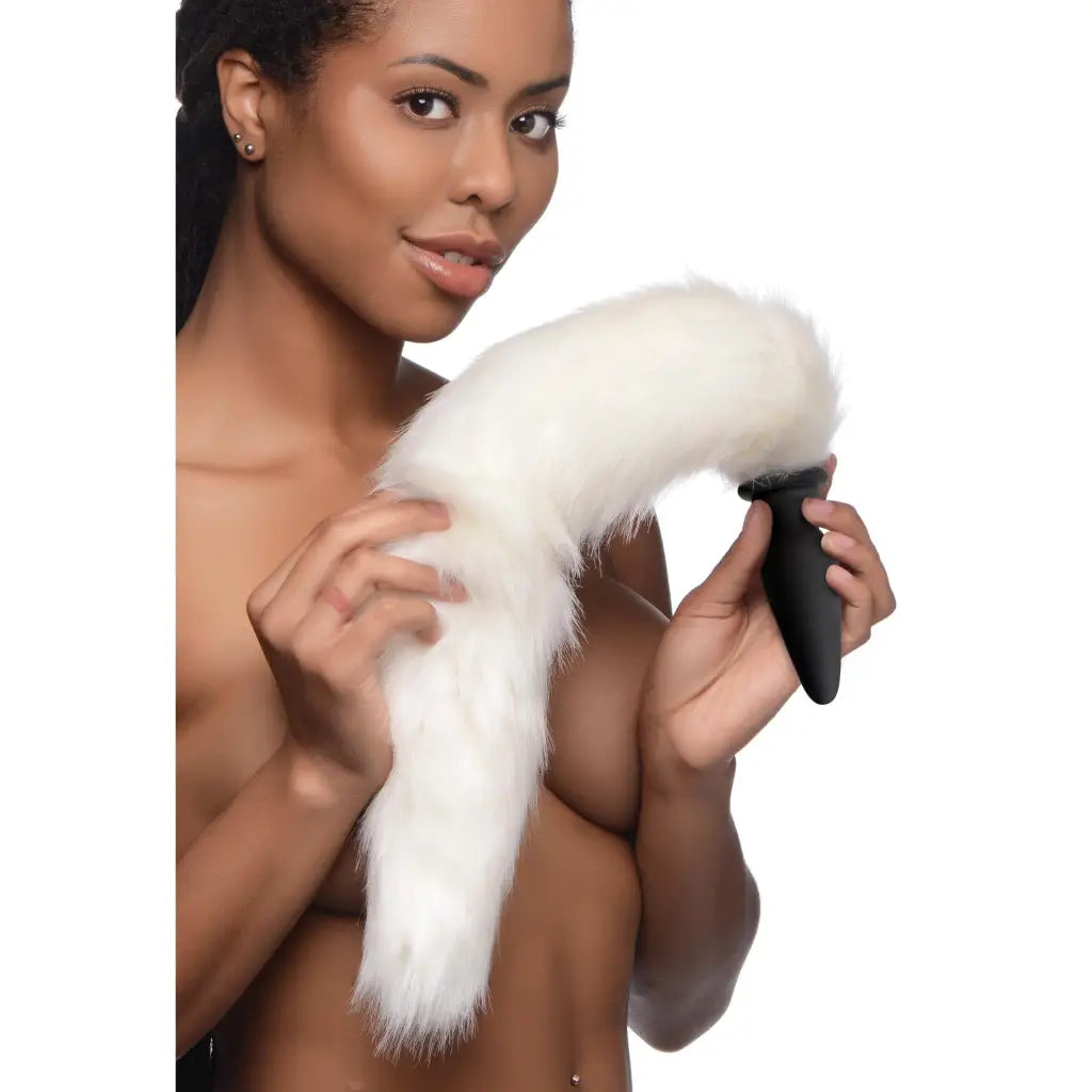 Tailz Tail Plug White Large Anal Plug With Interchangeable Fox Tail at the Haus of Shag