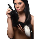 Tailz Tail Plug Black And White Large Vibrating Anal Plug With Interchangeable Fox Tail at the Haus of Shag