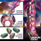 Colorful Larva Silicone Ovipositor Dildo With Eggs and suction cup base for versatile play