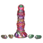 Colorful Larva Silicone Ovipositor Dildo with textured surface and suction cup base