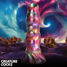 Iridescent Larva Silicone Ovipositor Dildo with suction cup base and eggs, organic details