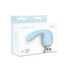 Pale blue wand flexi silicone attachment with gold accents in original packaging