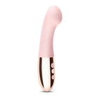 Pink and metallic Le Wand Gee G-spot targeting rechargeable vibrator with three buttons