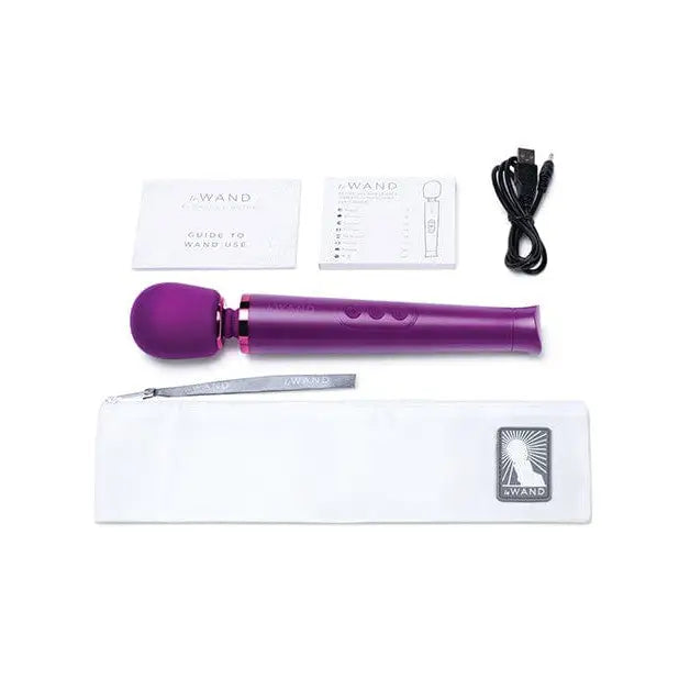 Le Wand Petite Rechargeable Massager - Purple Hair Straightener with White Box and Handle