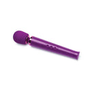 Purple microphone resembling Le Wand Petite Rechargeable Massager on white background