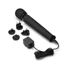 Le Wand Rechargeable Massager Black with connected microphone and cord for seamless use