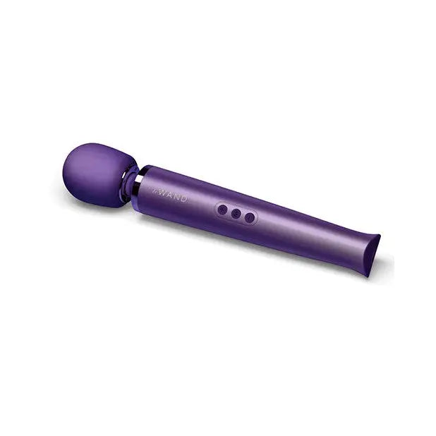 Le Wand Rechargeable Massager Black - purple hair straightener on white background